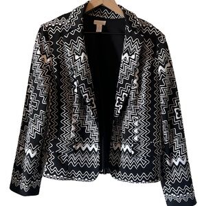 Chico's Black & White Zig Zag Geometric Blazer Size
1 (M 8-10)